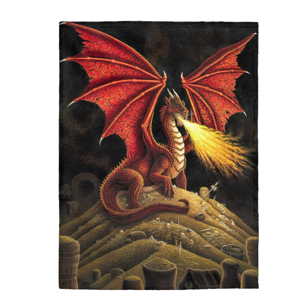 Enter The Dragon's Lair, Premium Velveteen Plush Blanket by David Carrigan.