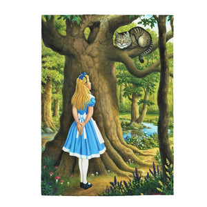 We're All Mad Here, Alice in Wonderland Velveteen Plush Blanket by David Carrigan.