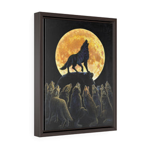 Moonlight Serenade, Premium Howling Wolves Framed Canvas by David Carrigan.
