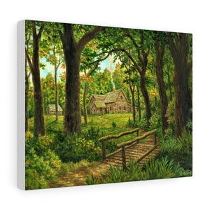 The Peaceful Cabin, Premium Woodsy Landscape Canvas Wall Art by David Carrigan.