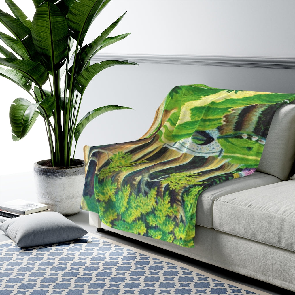 Fantasy Cottage,  Fairy Tale Inspired Super Soft Velveteen Plush Blanket by David Carrigan.