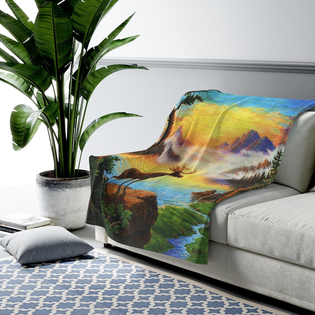 Monarch of the North, Beautiful Naturescape Velveteen Plush Blanket by David Carrigan.