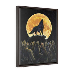 Moonlight Serenade, Premium Howling Wolves Framed Canvas by David Carrigan.