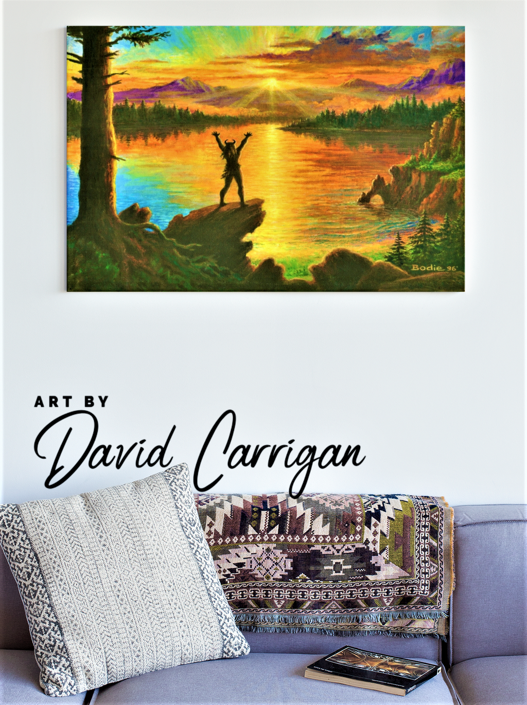 First Light Premium Native American Inspired Canvas Wall Art, by David Carrigan.